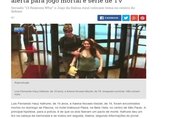 2017. 04. 19 - Tribuna Hoje - Online - Suicidio de jovens desafia pais e acende alerta para jogos mortal e serie de TV